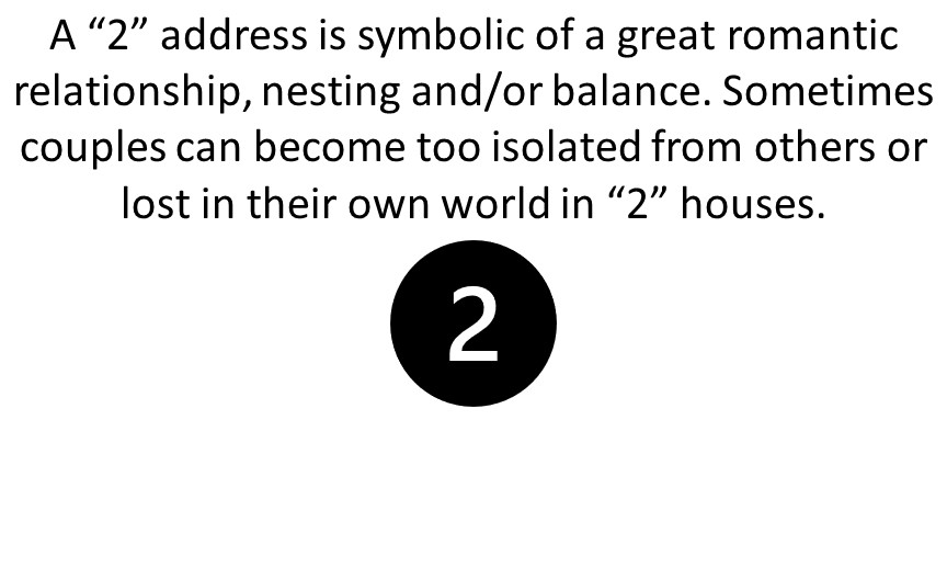 Feng Shui house number / address number tip for a house number 2